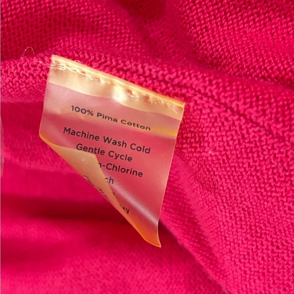 Talbots 100% Pima Cotton Red Raspberry Pink Hooded Cardigan Sweater S - Picture 7 of 7